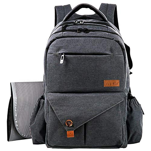 Stylish & Durable with Anti-Water Material Gray-5284 HapTim Multi-function Large Baby Diaper Bag Backpack W/Stroller Straps-Insulated Pockets-Changing Pad Hap Tim